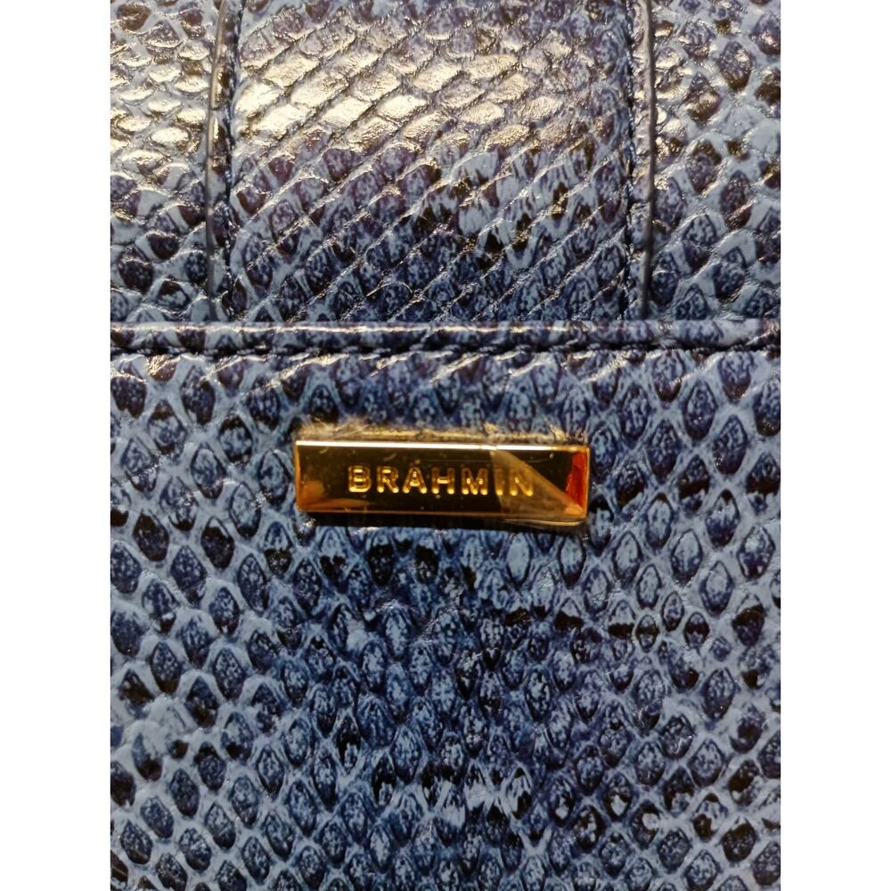 NWT Brahmin Small Hallie Navy Bonaire Leather Satchel Bag - Picture 3 of 10